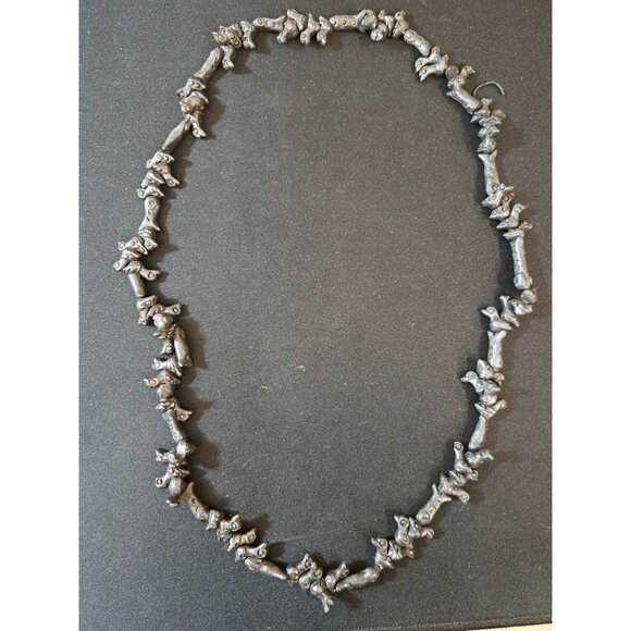 Vintage Pajaro Oaxacan Mexican Black Clay Pottery Bird Necklace Fetish - Picture 2 of 6